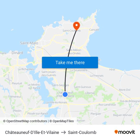Châteauneuf-D'Ille-Et-Vilaine to Saint-Coulomb map