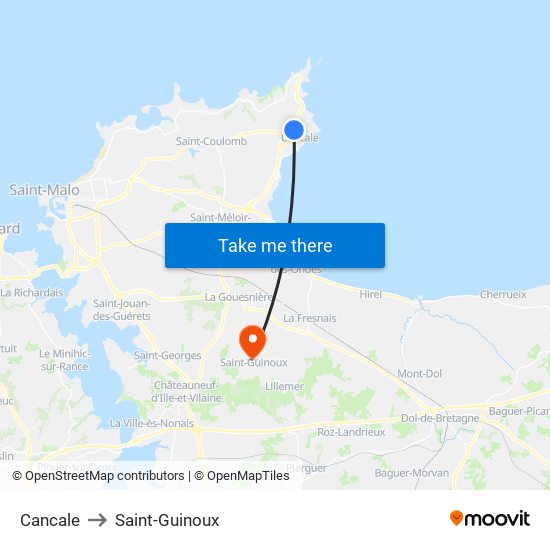 Cancale to Saint-Guinoux map