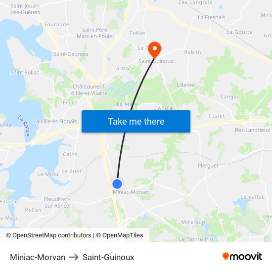 Miniac-Morvan to Saint-Guinoux map