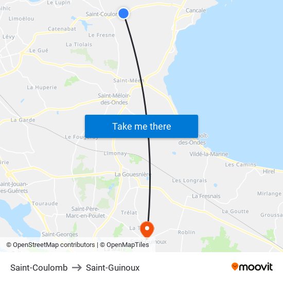 Saint-Coulomb to Saint-Guinoux map