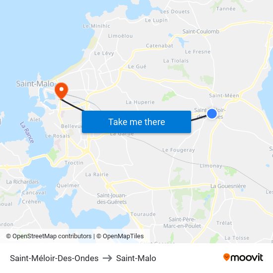 Saint-Méloir-Des-Ondes to Saint-Malo map
