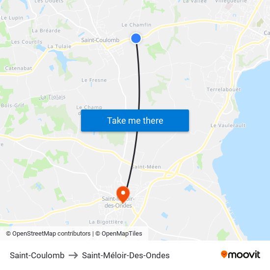 Saint-Coulomb to Saint-Méloir-Des-Ondes map