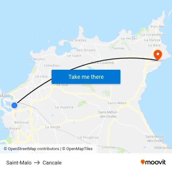 Saint-Malo to Cancale map