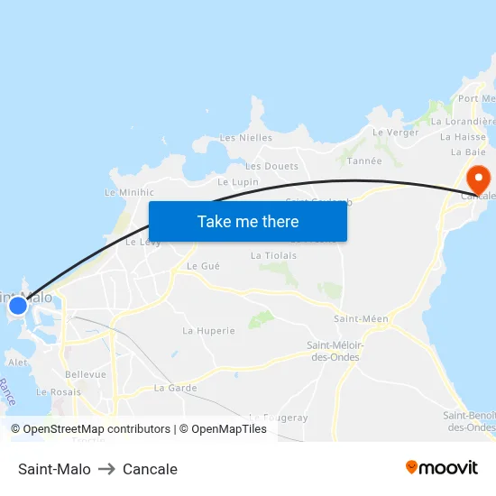 Saint-Malo to Cancale map