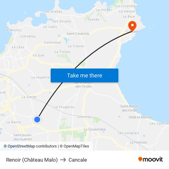 Renoir (Château Malo) to Cancale map