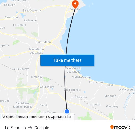 La Fleuriais to Cancale map