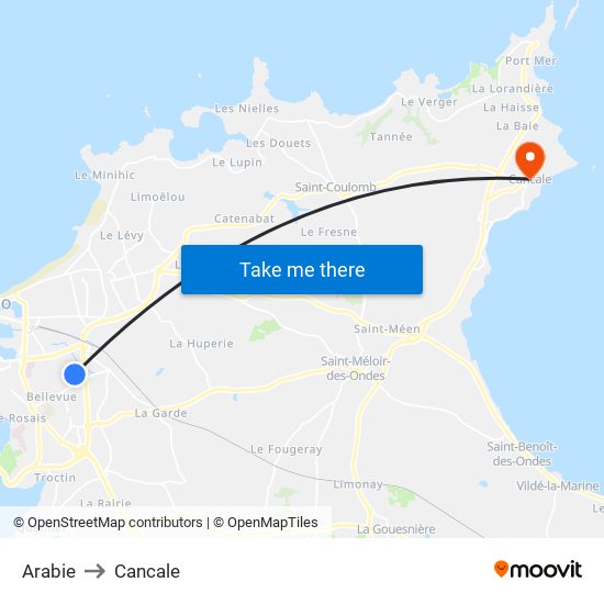 Arabie to Cancale map