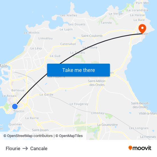 Flourie to Cancale map
