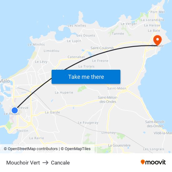 Mouchoir Vert to Cancale map