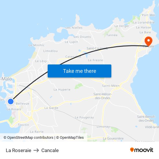 La Roseraie to Cancale map