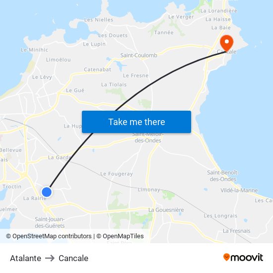 Atalante to Cancale map