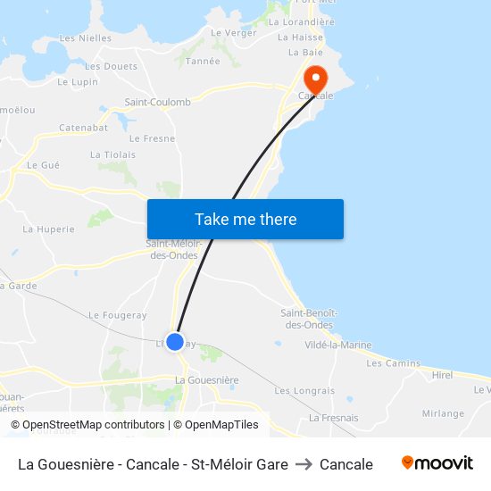 La Gouesnière - Cancale - St-Méloir Gare to Cancale map