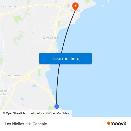 Les Nielles to Cancale map