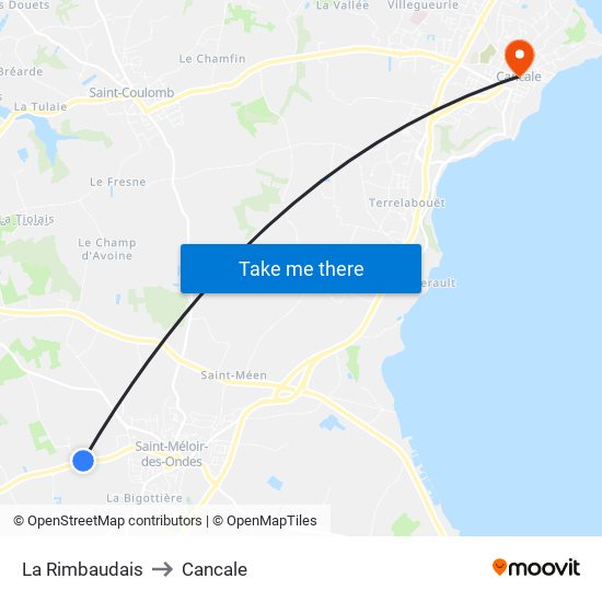 La Rimbaudais to Cancale map