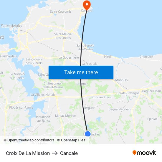 Croix De La Mission to Cancale map