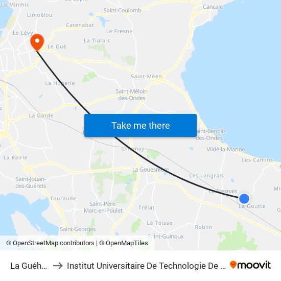 La Guéhairie to Institut Universitaire De Technologie De Saint-Malo map