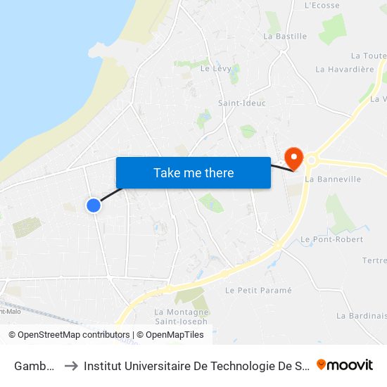 Gambetta to Institut Universitaire De Technologie De Saint-Malo map