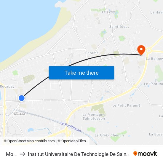 Moka to Institut Universitaire De Technologie De Saint-Malo map