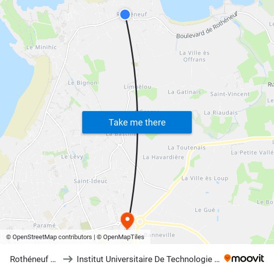 Rothéneuf Centre to Institut Universitaire De Technologie De Saint-Malo map