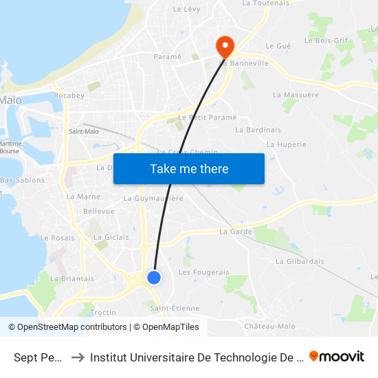 Sept Pertuis to Institut Universitaire De Technologie De Saint-Malo map