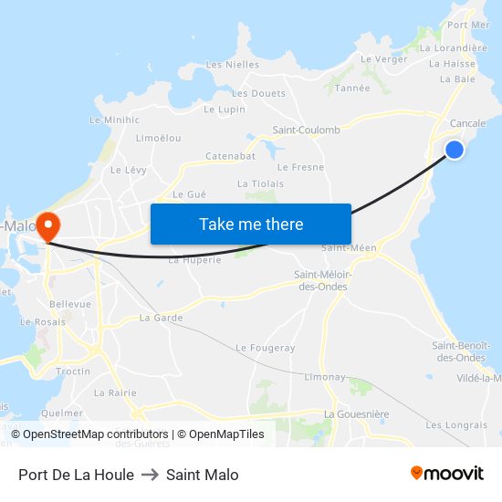 Port De La Houle to Saint Malo map