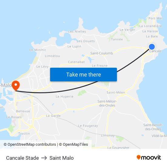 Cancale Stade to Saint Malo map