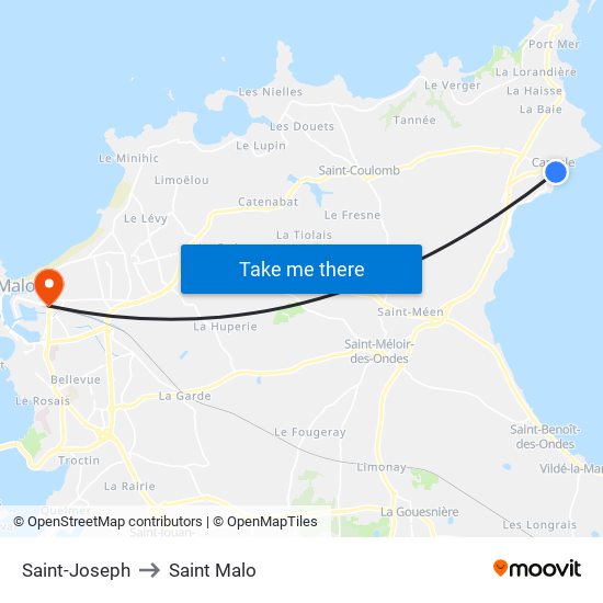 Saint-Joseph to Saint Malo map