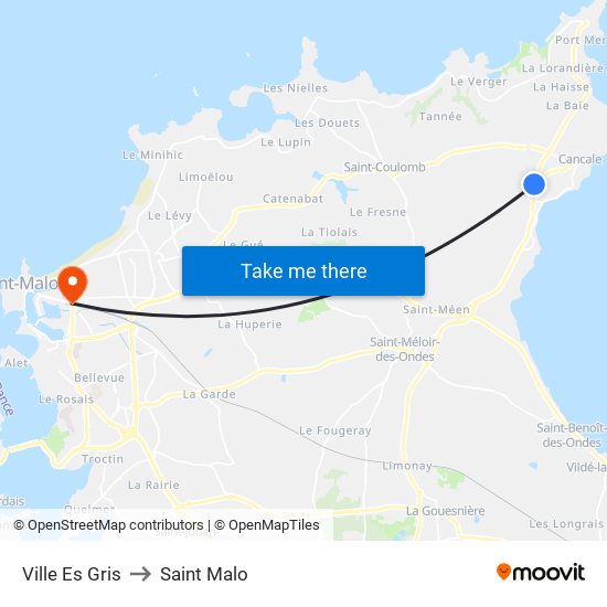 Ville Es Gris to Saint Malo map
