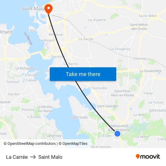La Carrée to Saint Malo map