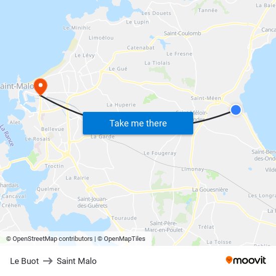 Le Buot to Saint Malo map