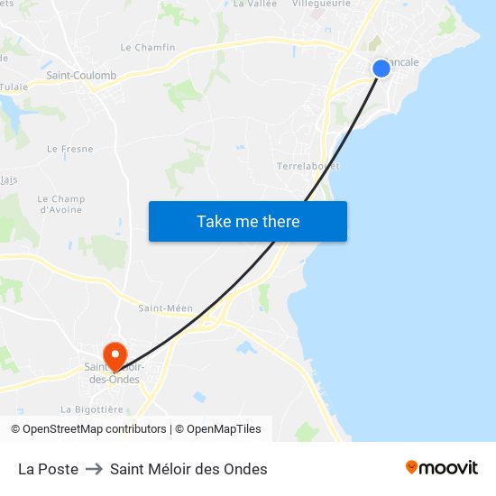 La Poste to Saint Méloir des Ondes map
