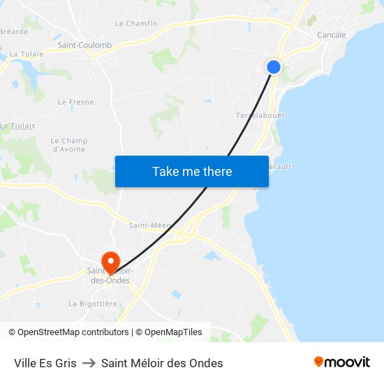 Ville Es Gris to Saint Méloir des Ondes map