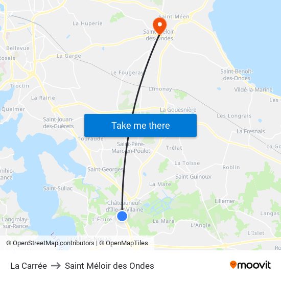 La Carrée to Saint Méloir des Ondes map