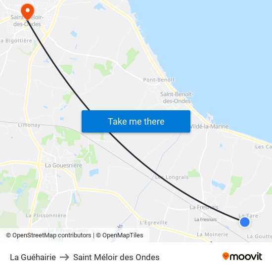 La Guéhairie to Saint Méloir des Ondes map