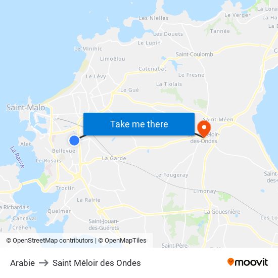 Arabie to Saint Méloir des Ondes map