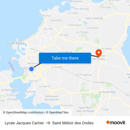 Lycée Jacques Cartier to Saint Méloir des Ondes map