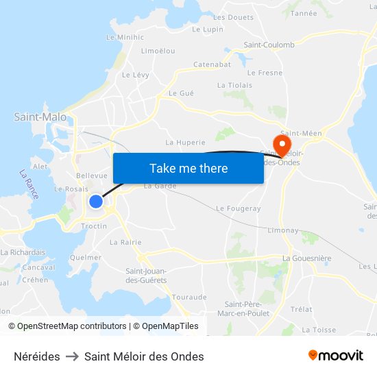 Néréides to Saint Méloir des Ondes map