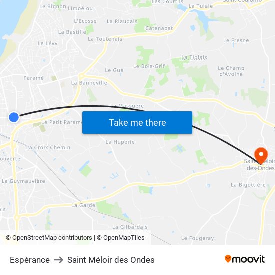 Espérance to Saint Méloir des Ondes map
