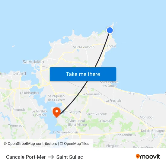 Cancale Port-Mer to Saint Suliac map