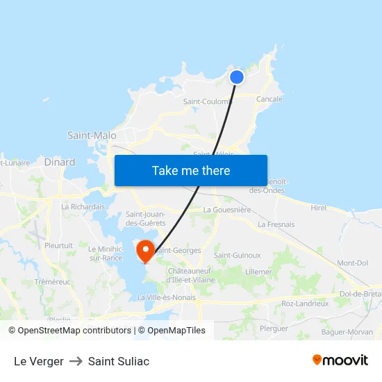 Le Verger to Saint Suliac map