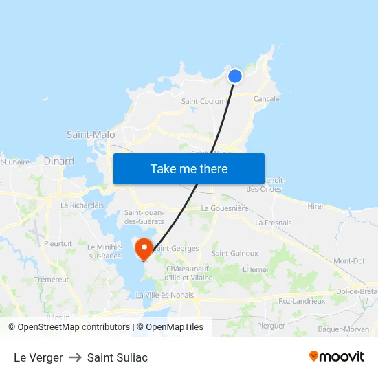 Le Verger to Saint Suliac map