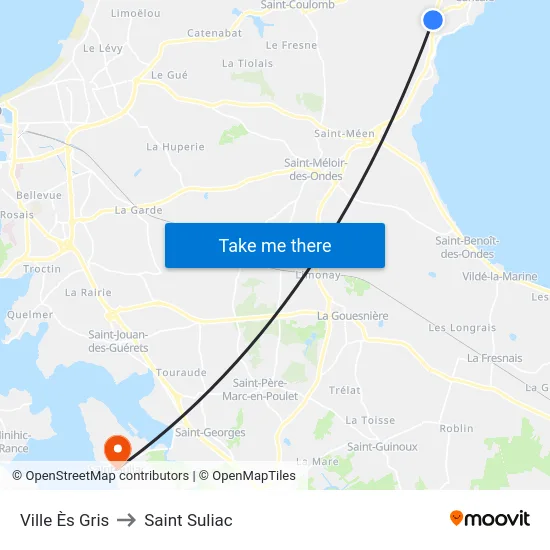 Ville Ès Gris to Saint Suliac map
