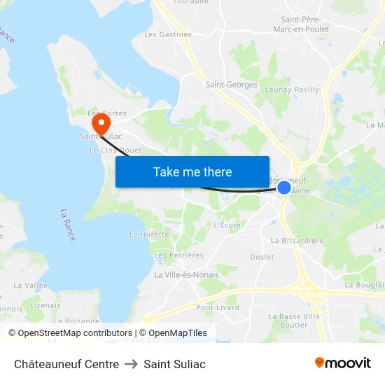 Châteauneuf Centre to Saint Suliac map