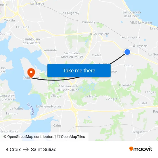4 Croix to Saint Suliac map