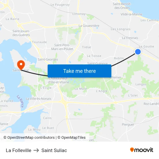 La Folleville to Saint Suliac map