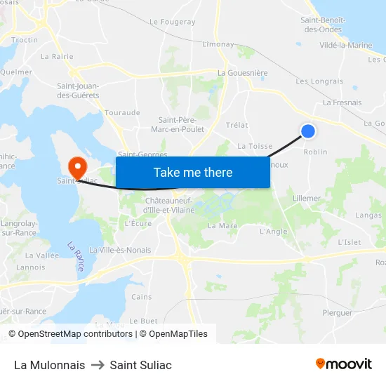 La Mulonnais to Saint Suliac map