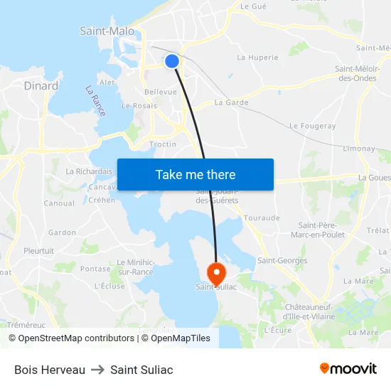 Bois Herveau to Saint Suliac map