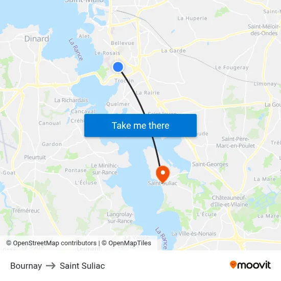 Bournay to Saint Suliac map