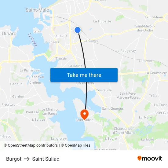 Burgot to Saint Suliac map
