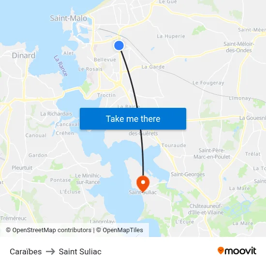 Caraïbes to Saint Suliac map